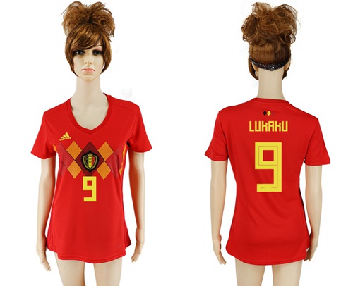 Women's Belgium #9 Lukaku Red Home Soccer Country Jersey